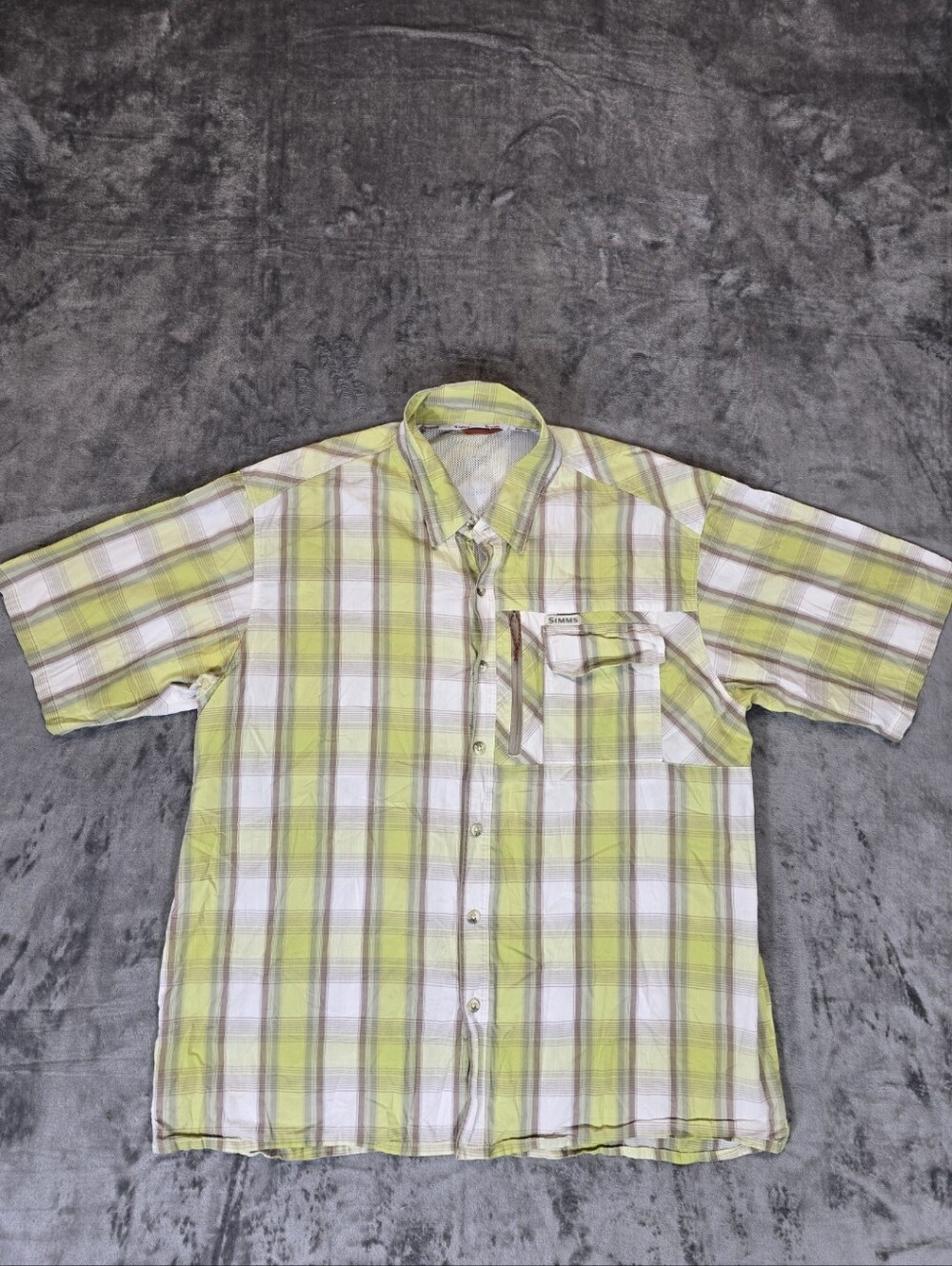 Simms Fishing Products Plaid Button Up Fishing Shirt Size XL